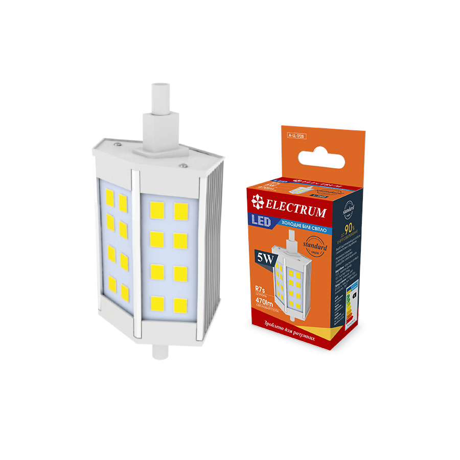 Лампа світлодіодна лінійна для прожекторів ELECTRUM 5W AL LL-24 R7s 4000K